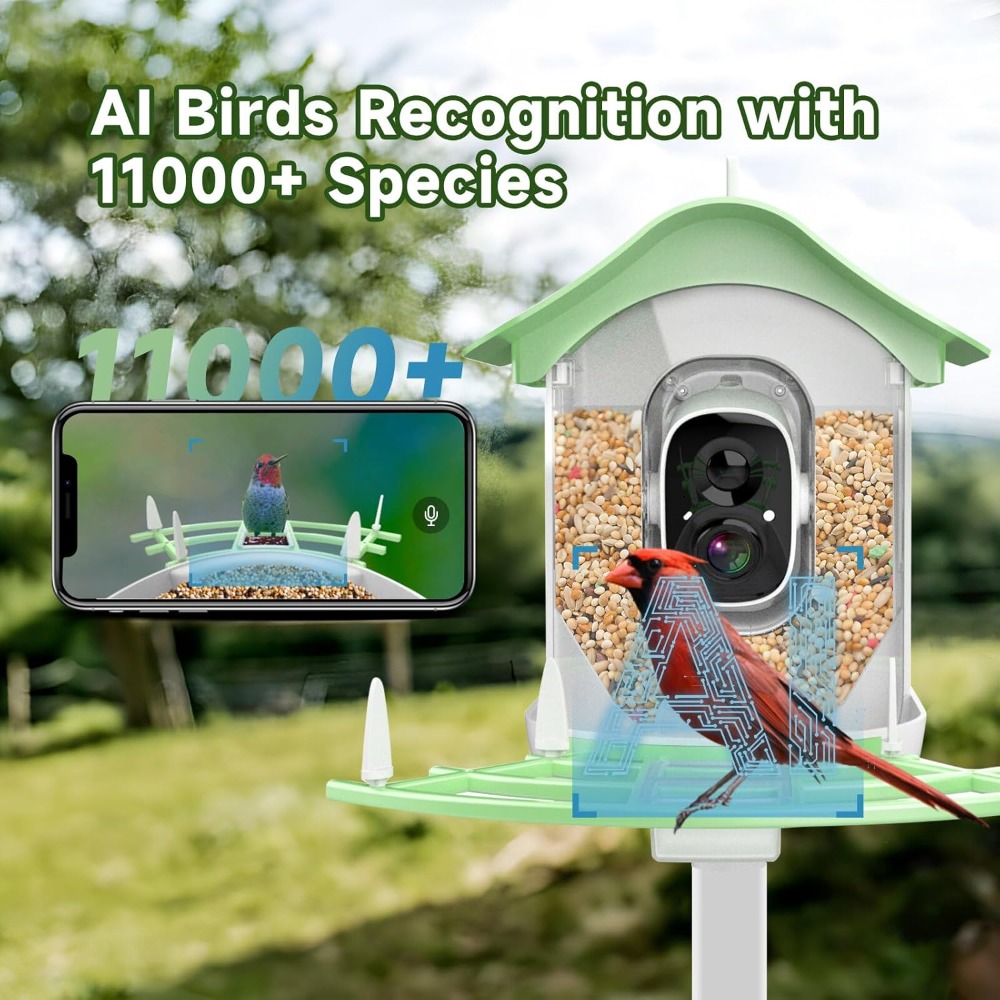 Smart Bird Feeder Camera - Solarbetriebener intelligenter Vogelfutterspender mit Kamera AI