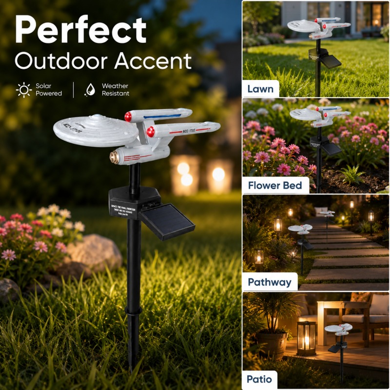 Smart Garden Light - Star Trek USS Enterprise Solar-Gartenleuchte mit