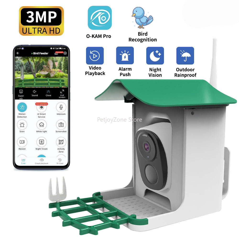 Smart Bird Feeder Camera - OEM 3MP O-KAM WIFI Farbnachtsicht PIR-Bewegungserkennung