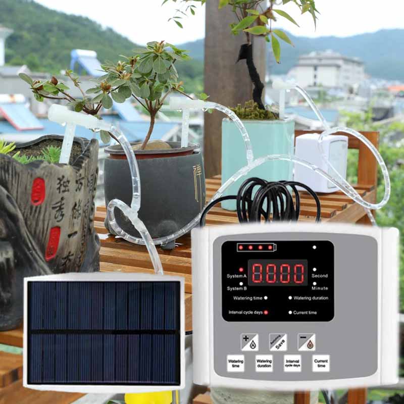 Smart Garden Hose Timer - Automatisches Tropfbewässerungsgerät mit Solarenergie, Doppelpumpe, verstellbares