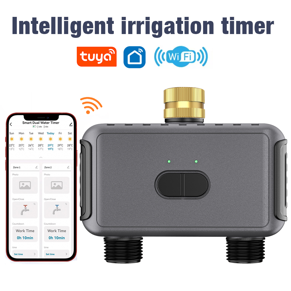 Wifi Irrigation Timer - WLAN Automatischer Bewässerungstimer mit Doppelanschluss für