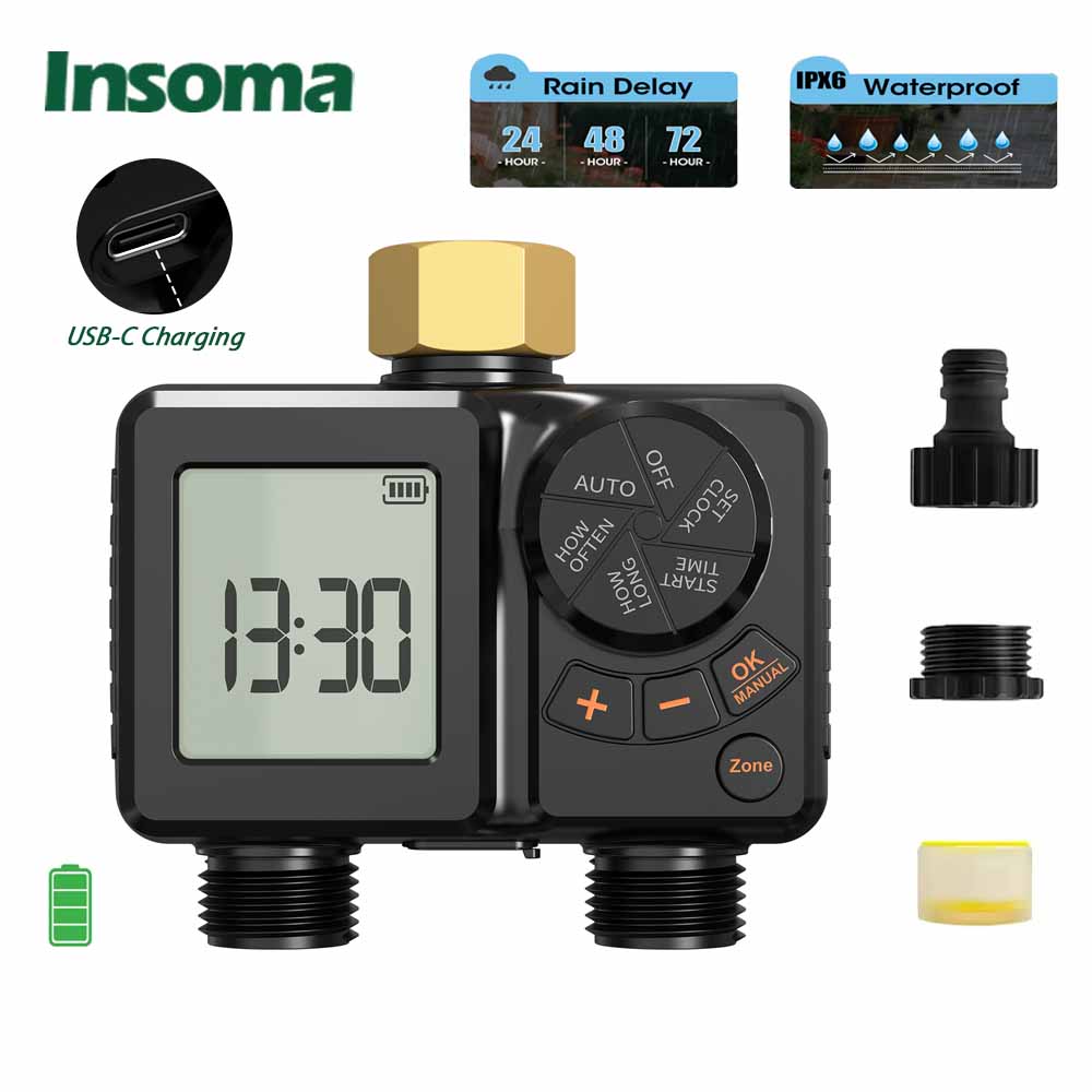 Smart Garden Hose Timer - INSOMA IPX6 Gartenbewässerungstimer, 2,8 Zoll breites