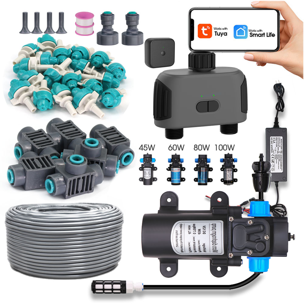Wifi Irrigation Timer - Neues 30-50m 2-Wege-WLAN-Bluetooth-kompatibles Timer-Nebel-Bewässerungs system 4-9l/h
