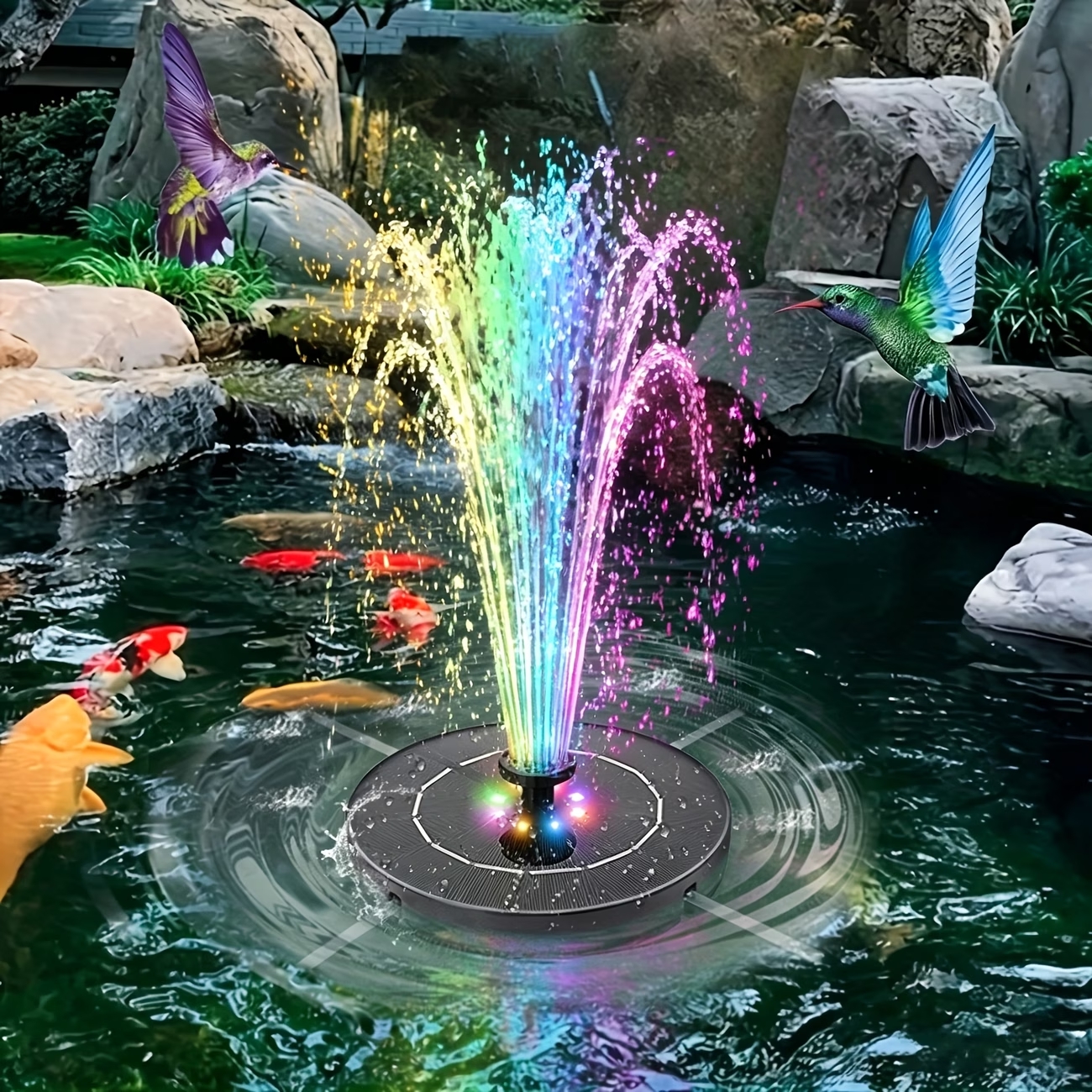 Smart Garden Solar - 3,5W Solarbetriebener Wasserbrunnen mit Bunten LED-Lichtern