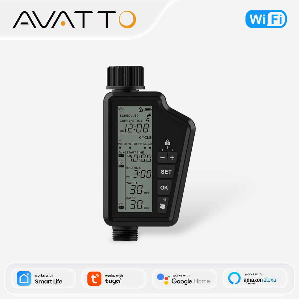 Wifi Irrigation Timer - MIUCDA Gartengieß-Timer mit großem LCD-Bildschirm, Wasser-Timer