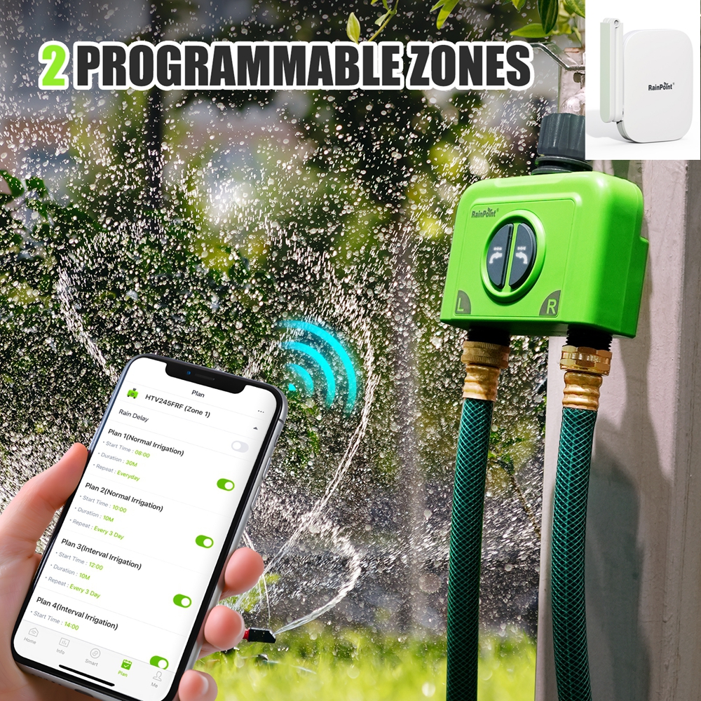 Wifi Irrigation Timer - RainPoint 2-Zonen WLAN-Bewässerungscomputer: Wetterbasierte automatische Tropfbewässerung