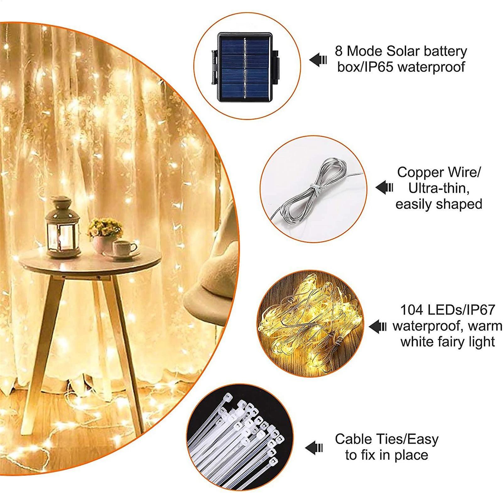 Smart Garden Light - Solar-Sonnenschirm-Lichterkette 104 LED, wasserdichte Solarleuchte für