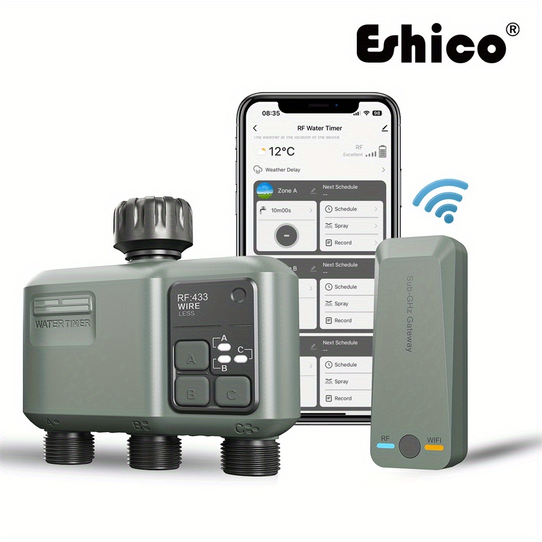 Wifi Irrigation Timer - Eshico Smart Sprinkler Timer: 3-Zonen-RF433-Funksystem mit