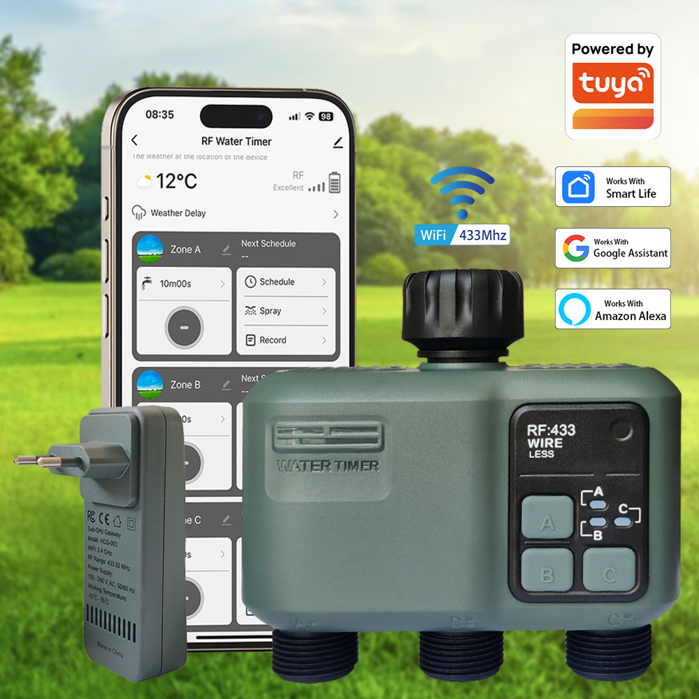 Wifi Irrigation Timer - Tuya Wifi+RF433 3-fach Bewässerungstimer Gartenbewässerungstimer mit