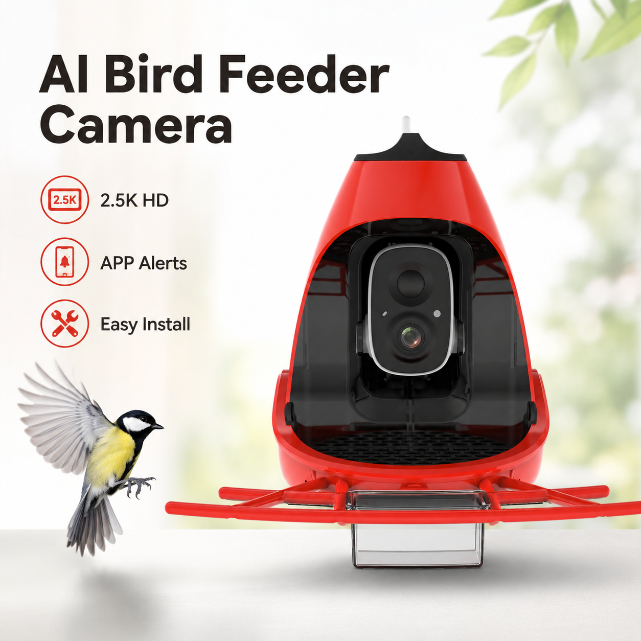 Smart Bird Feeder Camera - Trendprodukt: Outdoor-KI-Erkennungskamera mit 2,5K HD, App-Benachrichtigungen,