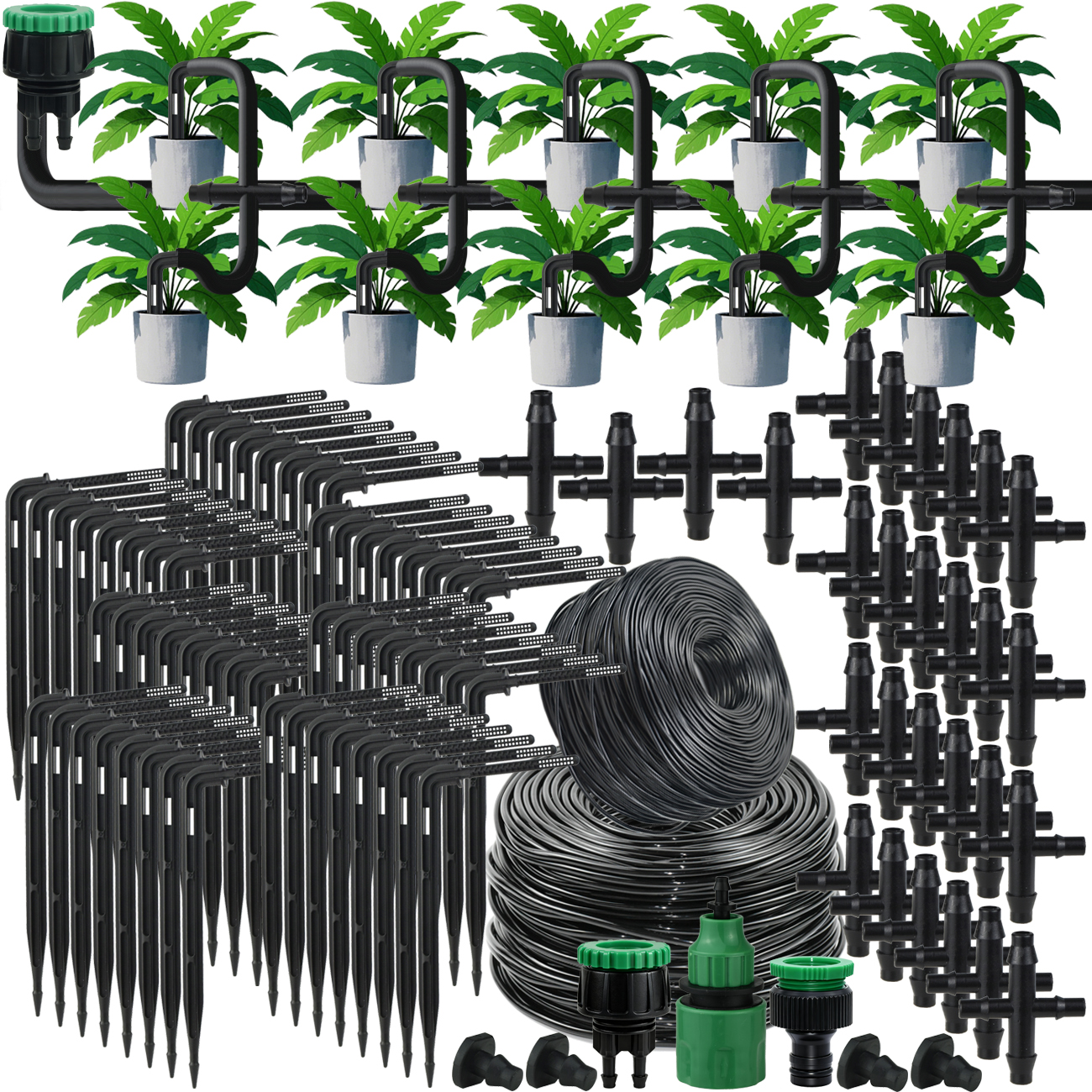 Smart Garden Hose Timer - Automatisches Gartenbewässerungssystem, Tropfbewässerungsset, 4-Wege, 4/7 mm